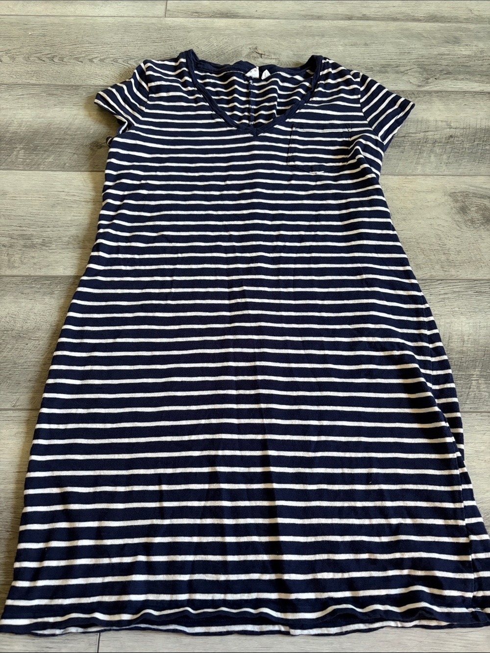 GAP Navy and White Striped V-Neck Midi Dress